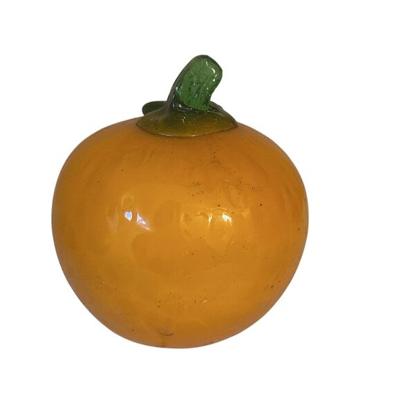 Vtg Murano Hand Blown Glass Orange 1970s Studio Art Glass Decor - Picture 2 of 6